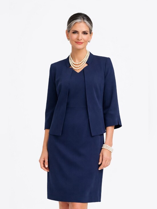 Anne Klein Dresses & Skirts - Anne Klein Navy Blue Two-Piece Dress Suit 14